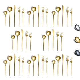Gold Silverware Set 40 Pieces; Stainless Steel Flatware Set; Titanium Gold Plating Cutlery Set Utensil Sets Service for 8