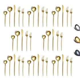 Gold Silverware Set 40 Pieces; Stainless Steel Flatware Set; Titanium Gold Plating Cutlery Set Utensil Sets Service for 8