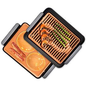 Smokeless Electric Indoor Grill with Interchangeable Griddle Insert; Nonstick