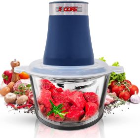 Premium Electric Meat Grinder Food Processor and 4 Titanium Blades; 12 Cup 2.2Qt Glass Strong Bowl for Vegetables Fruit Salad Onion Garlic Meat Ice 30