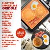 Smokeless Electric Indoor Grill with Interchangeable Griddle Insert; Nonstick