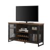 Miltifunctional Industrial Storage Cabinet;  Wine Bar Cabinet for Liquor and Glasses;  TV Stand & Media Entertainment Center Console Table