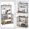 4-Tier Bakers Rack Kitchen Storage Shelf with S-Hooks