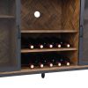 Miltifunctional Industrial Storage Cabinet;  Wine Bar Cabinet for Liquor and Glasses;  TV Stand & Media Entertainment Center Console Table