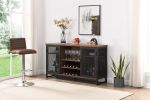 Miltifunctional Industrial Storage Cabinet;  Wine Bar Cabinet for Liquor and Glasses;  TV Stand & Media Entertainment Center Console Table