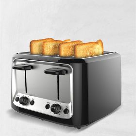 Home Automatic Multifunctional Toaster Four Slot Export (Option: Black-CN)