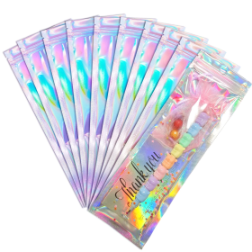 Smell Proof Bags & Resealable Foil Pouch Bag [100 PCS ] Great for Party Favor Food Storage (Holographic Color, Multiple Size) (Quantity: 100, size: 2.4x9)