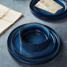 innerware Sets; Plates and Bowls Set for 4; 12 Piece Dish Set (Color: Nebulas Blue, Material: Stoneware)